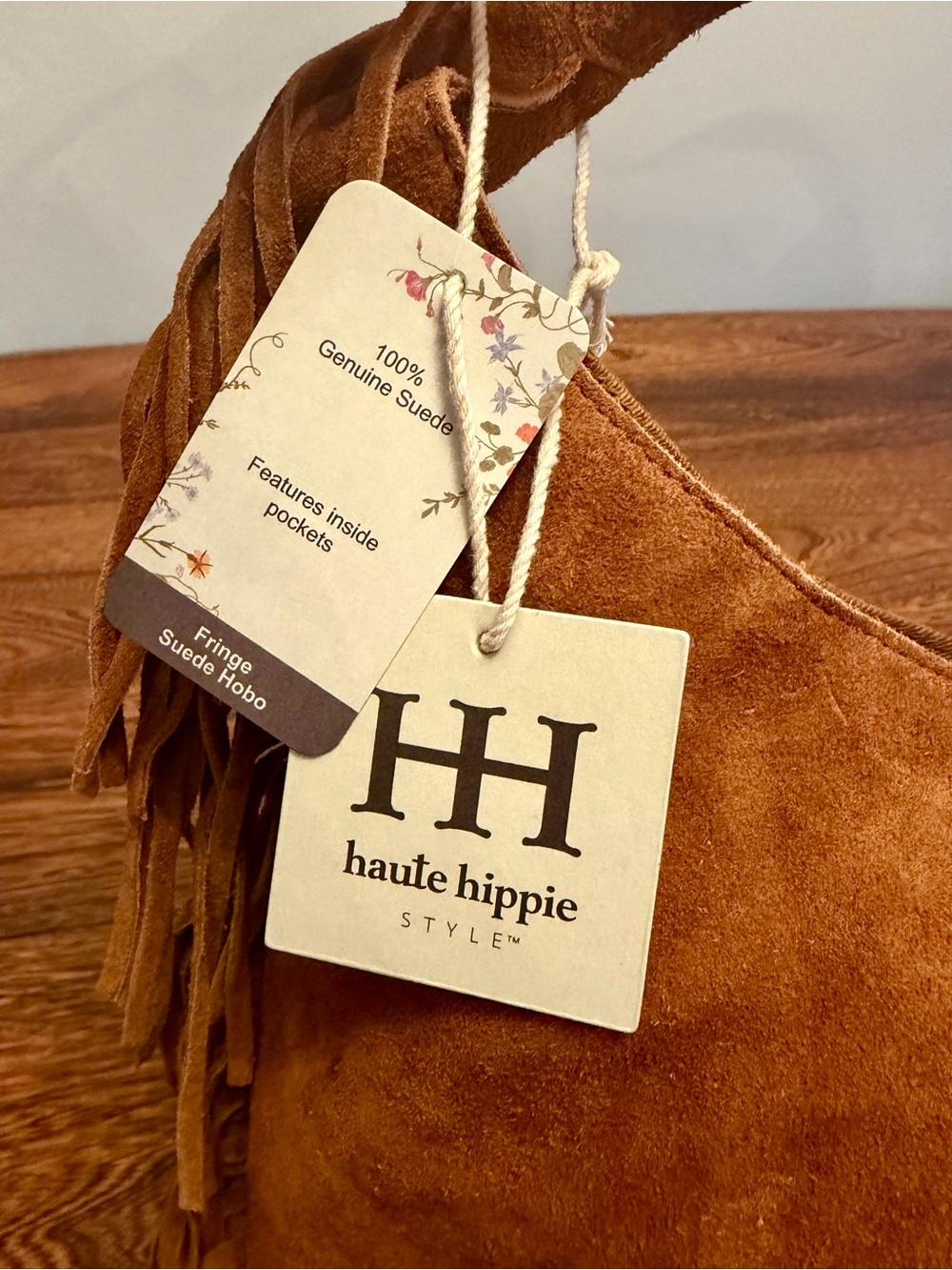 Haute Hippie Cognac Suede Fringe Shoulder Hobo Bag - Picture 4 of 8